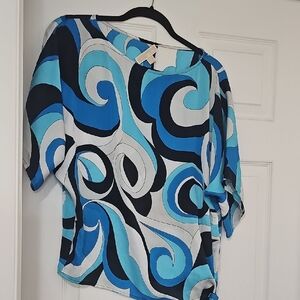 MICHAEL Michael Kors Blue and Black Swirl Blouse